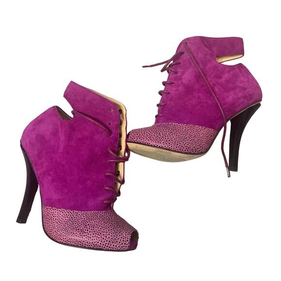Ask Alice suede lace up peep toe booties - Picture 1 of 8